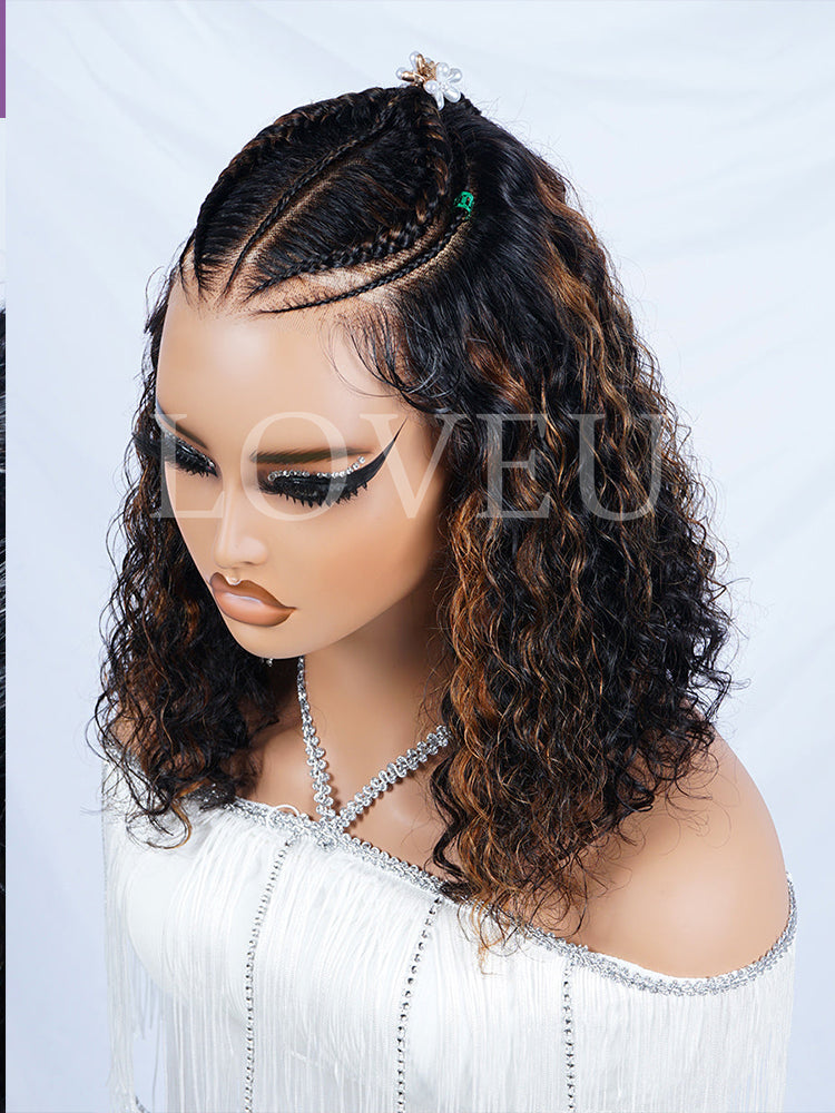 Hair Stylist Series Pre-Everything 7x7 Water Wave Natural black and piano brown wig