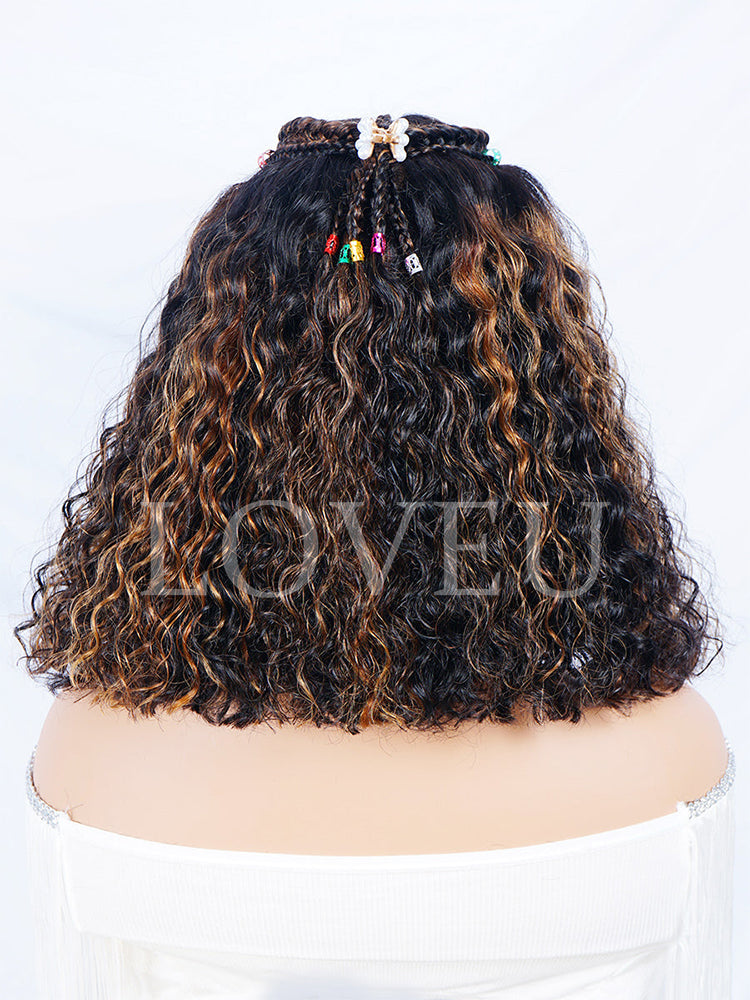 Hair Stylist Series Pre-Everything 7x7 Water Wave Natural black and piano brown wig